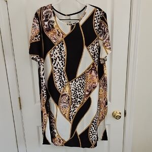 Geometric Print Dress with Animal Pattern!!
